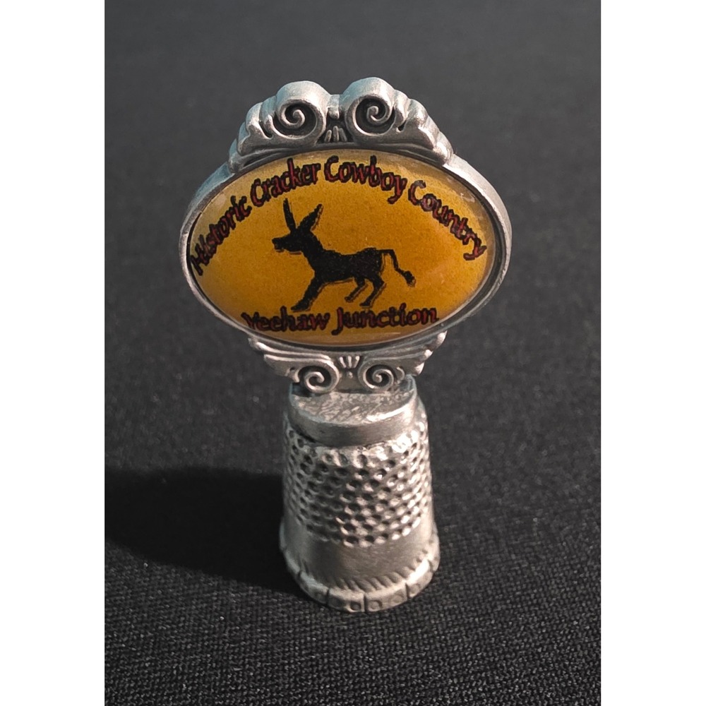 Rawcliffe Pewter 2002 Yeehaw Junction Florida Cracker Cowboy Country Thimble